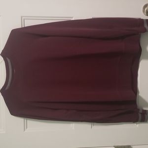 Mens American Eagle Maroon Crew Neck Sweatshirt with gray stripe cuffs Medium